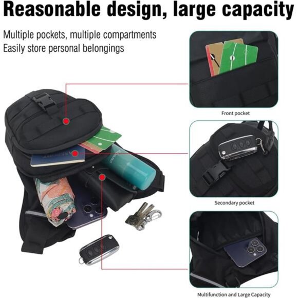 Hip Bag, Leg Bag, Motorcycle Leg Bag, Thigh Bag With Leg Strap, Drop Leg Bag - Picture 4 of 7